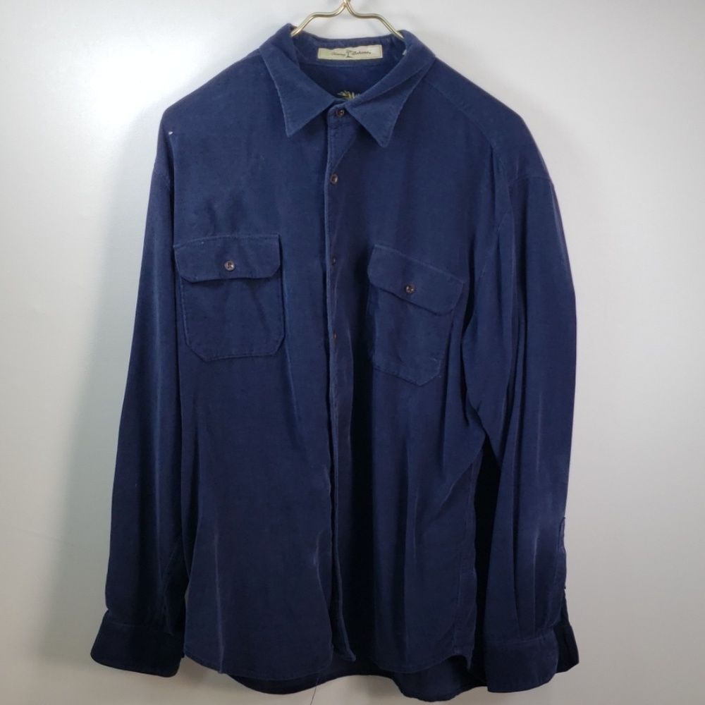 TOMMY BAHAMA LONG SLEEVE NAVY CORDUROY SHIRT L